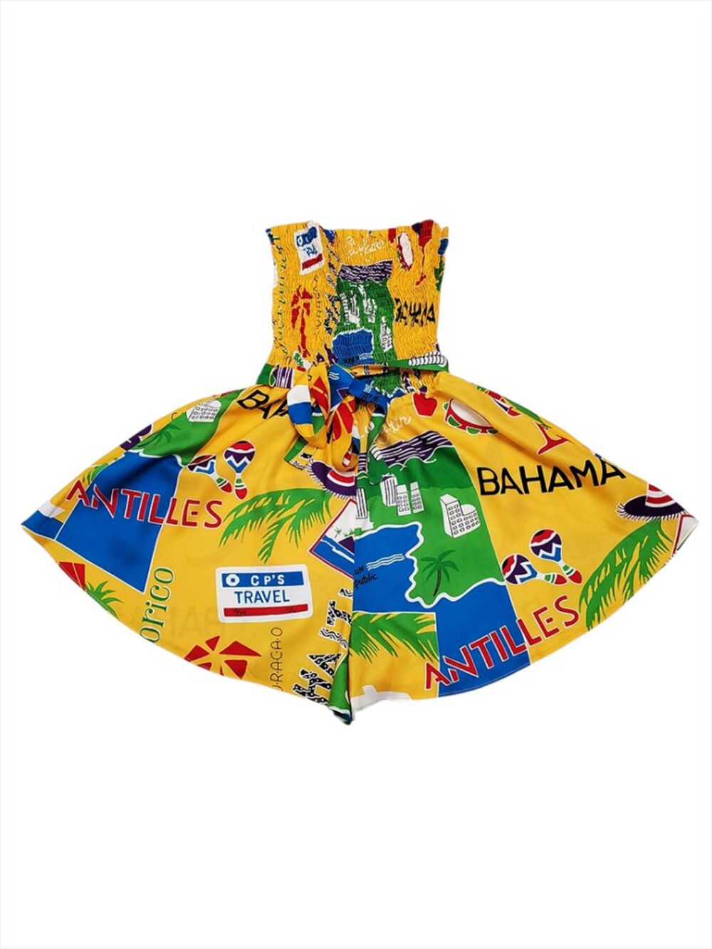 Vintage Island Cargo Honolulu Strapless Romper S Smocked Pocket Travel Caribbean